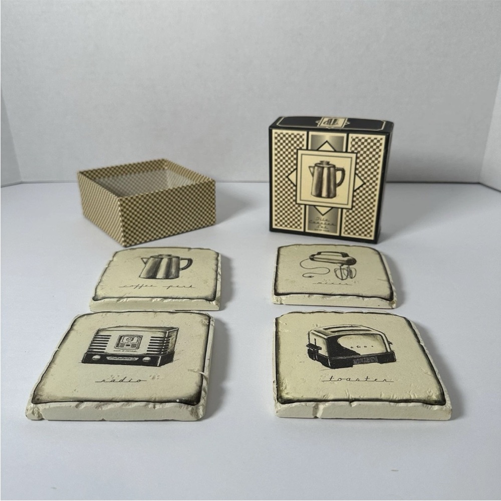Tri-Coastal Design Marco Fabiano Vintage Kitchen Tile Coaster Set of‎ 4 Cream